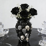 Obsidian Skull Rose Vase