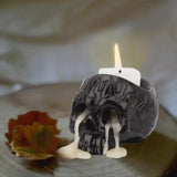 Gothic Flame Skull Candle Holder