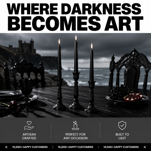Dark Elegance Taper Candlestick Set dramatic gothic atmosphere