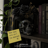 Obsidian skull vase gothic home decor bookshelf